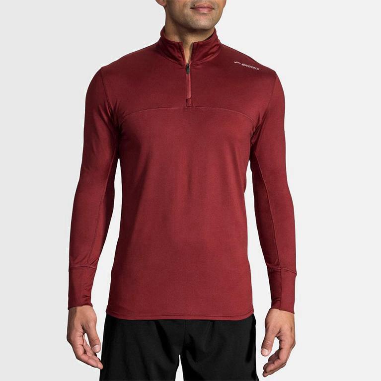 Brooks Dash Half Zip Mens Running Jackets Ireland Red (UNCQ-12974)